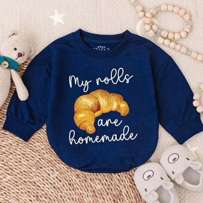 My Rolls Are Homemade Thanksgiving Baby Romper Cute Toddler Outfit Adorable Baby Gift Idea for Thanksgiving Holiday Baby Clothes