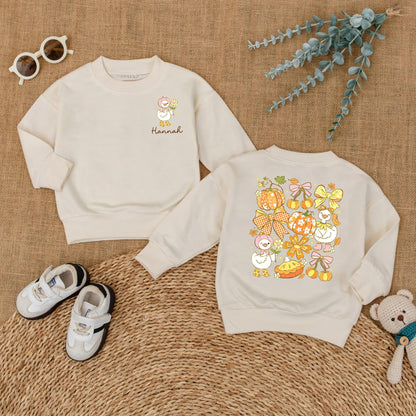 Personalized Baby Girl Fall Goose Romper with Custom Name for Autumn Pumpkin Season First Fall Outfit Newborn Bubble Bodysuit Gift Idea