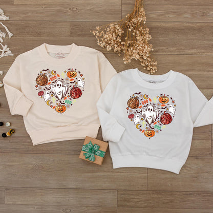 Cute Baby Ghost Pumpkin Halloween Sweatshirt for Toddlers and Infants Spooky Season Fall Romper Bodysuit
