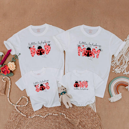 Matching Ladybug Birthday Family Shirts, First Birthday Girl Outfits, Mommy and Me Ladybug Theme, Toddler Romper