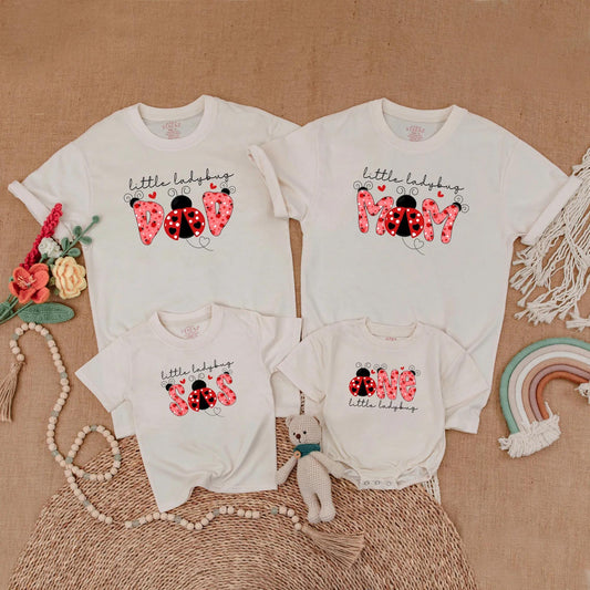 Matching Ladybug Birthday Family Shirts, First Birthday Girl Outfits, Mommy and Me Ladybug Theme, Toddler Romper