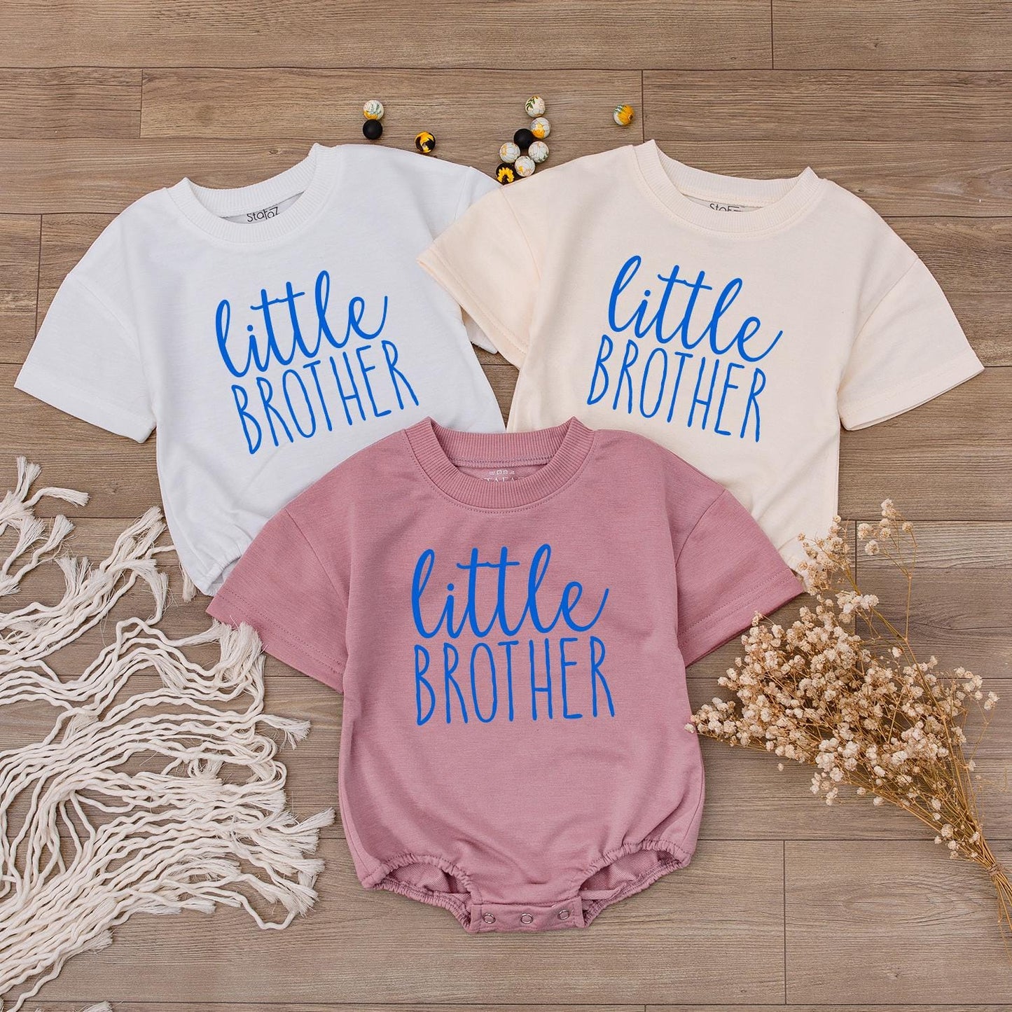 Retro Lil Brother Baby Outfit Newborn Romper for Boys First Birthday Gift Soft Cotton