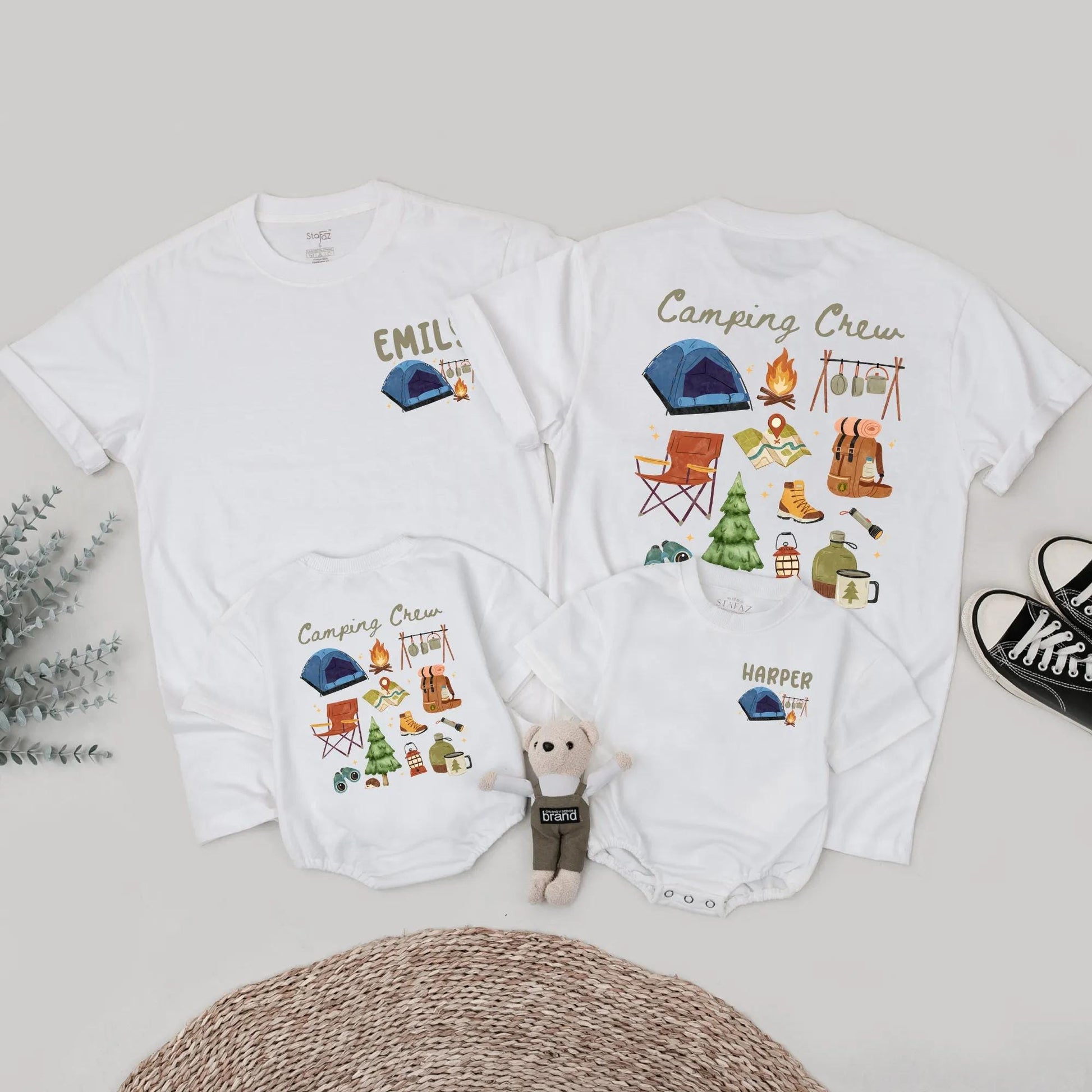Camping Crew Matching Family Shirts Custom Outdoor Summer Camp Trip Outfits Nature Lover Gifts Campfire Tees
