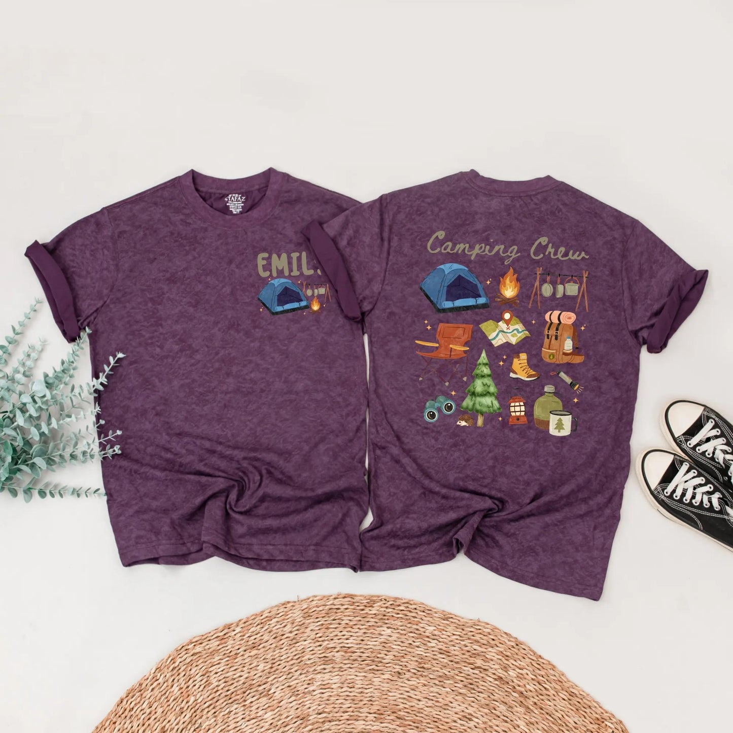 Camping Crew Matching Family Shirts Custom Outdoor Summer Camp Trip Outfits Nature Lover Gifts Campfire Tees