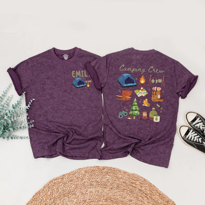 Camping Crew Matching Family Shirts Custom Outdoor Summer Camp Trip Outfits Nature Lover Gifts Campfire Tees