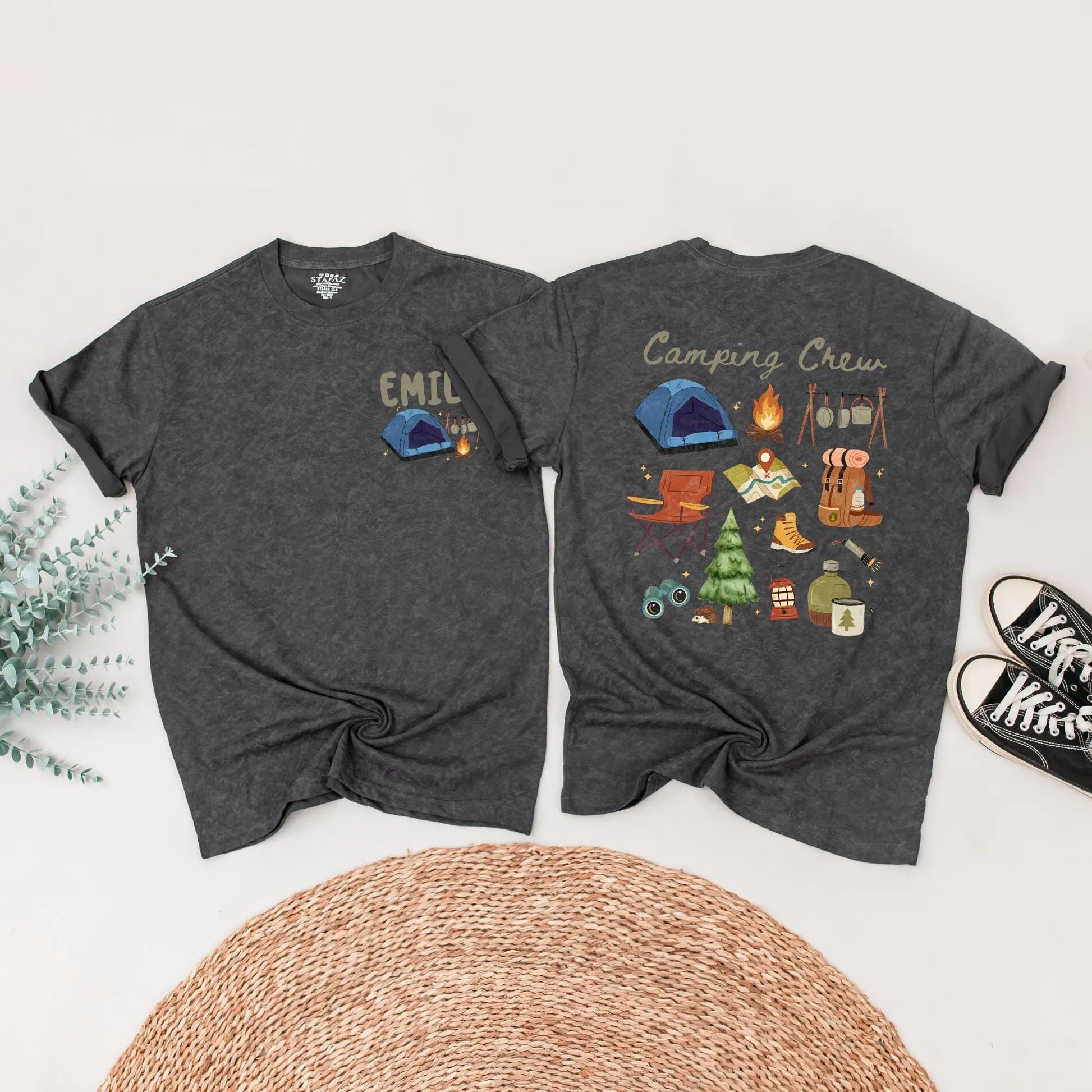 Camping Crew Matching Family Shirts Custom Outdoor Summer Camp Trip Outfits Nature Lover Gifts Campfire Tees