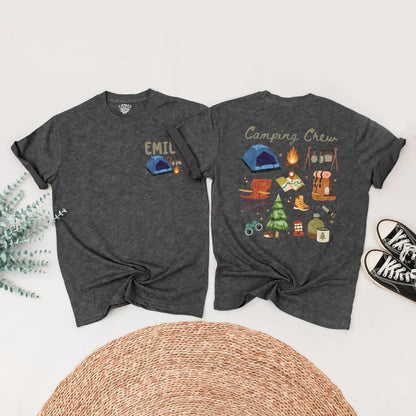 Camping Crew Matching Family Shirts Custom Outdoor Summer Camp Trip Outfits Nature Lover Gifts Campfire Tees