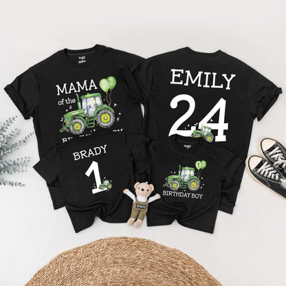 Green Tractor Birthday Matching Family Outfits Custom 1st Birthday Boy Shirt Farm Party Gift for Little Farmer