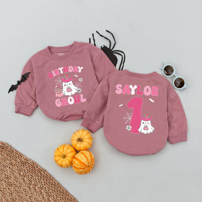 Personalized Ghoul Birthday Baby Romper for Halloween! Custom Name Fall Party Outfit Girl Babysuit, Cute Ghost Shirt, Toddler Birthday