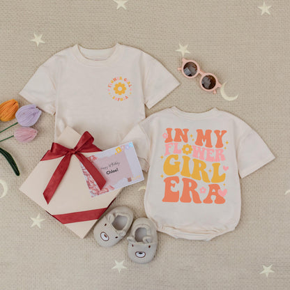 Personalized Name In My Flower Girl Era Baby Romper Adorable First Birthday Bubble Babysuit for Girls Milestone Celebration Gift