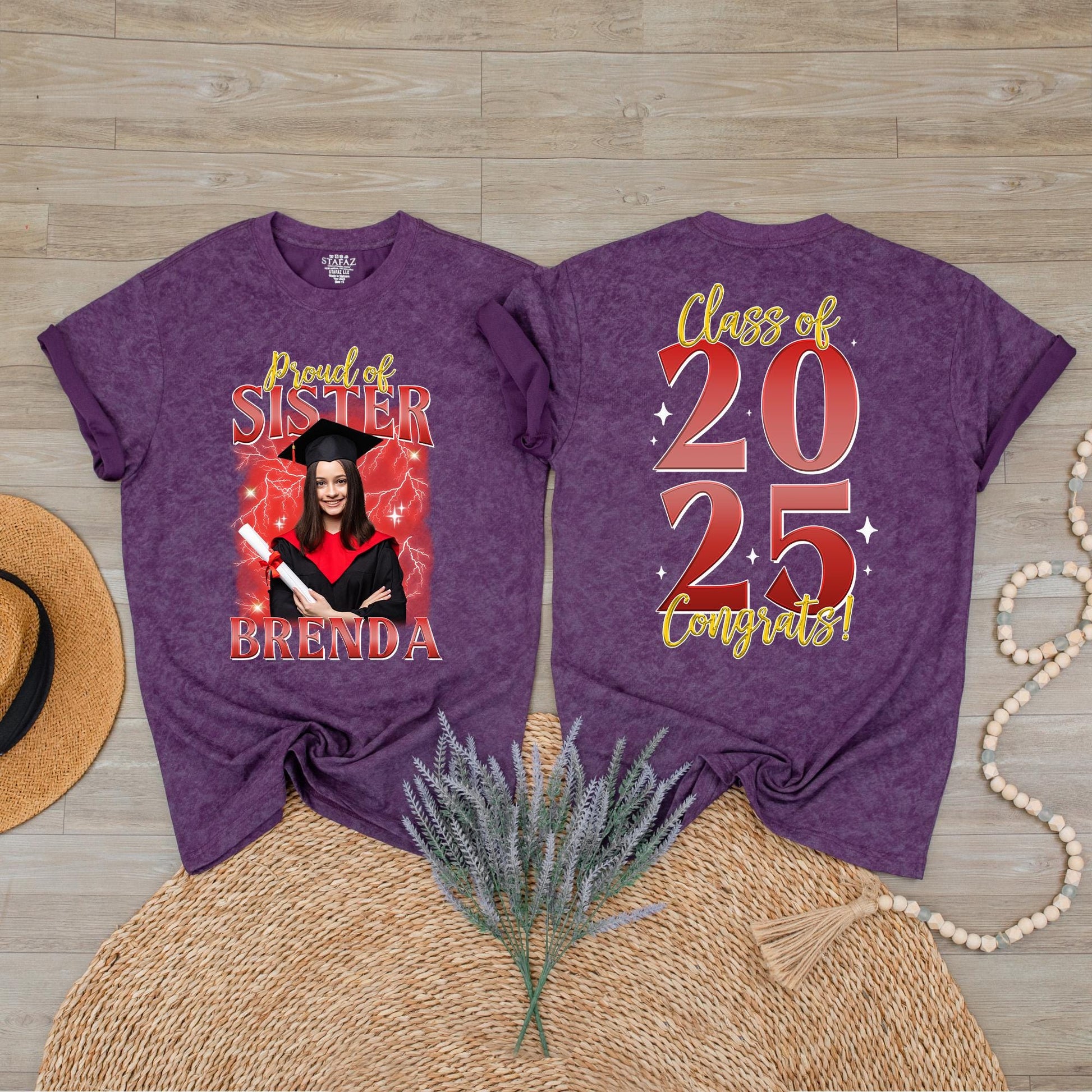 Custom Senior Graduation Shirt with Face Class of 2025 Proud Family Tee for Him Her Unique Graduation Day Gift Comfortable Celebration