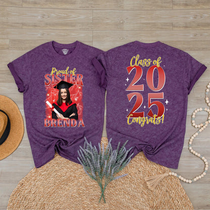 Custom Senior Graduation Shirt with Face Class of 2025 Proud Family Tee for Him Her Unique Graduation Day Gift Comfortable Celebration