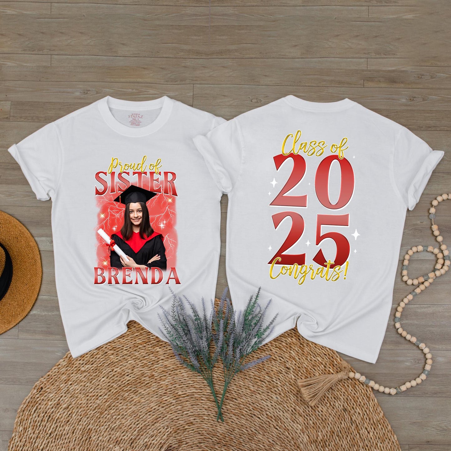 Custom Senior Graduation Shirt with Face Class of 2025 Proud Family Tee for Him Her Unique Graduation Day Gift Comfortable Celebration