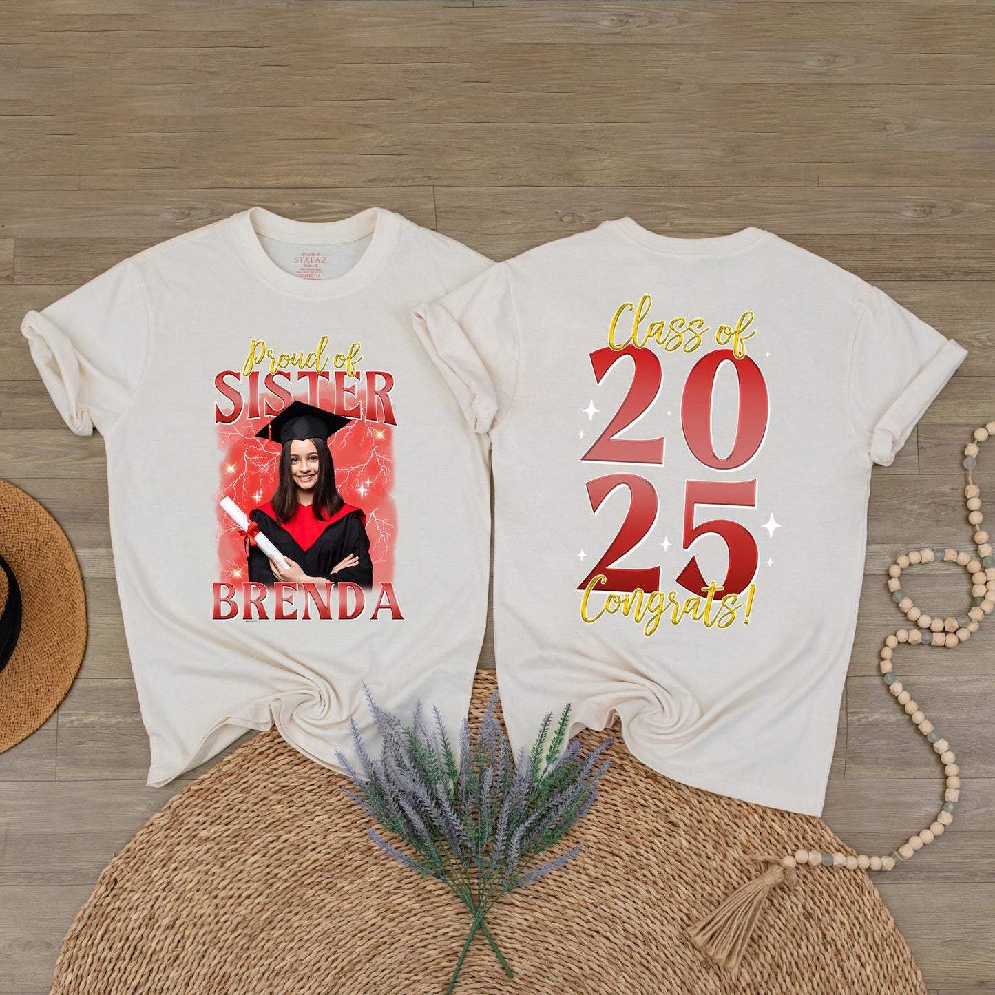 Custom Senior Graduation Shirt with Face Class of 2025 Proud Family Tee for Him Her Unique Graduation Day Gift Comfortable Celebration