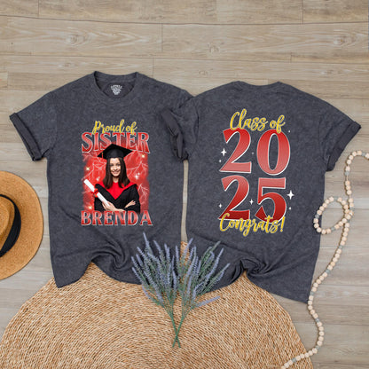 Custom Senior Graduation Shirt with Face Class of 2025 Proud Family Tee for Him Her Unique Graduation Day Gift Comfortable Celebration