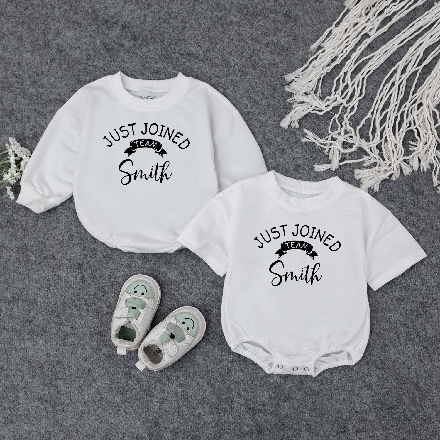 Personalized Just Joined Team Baby Boy Coming Home Outfit Last Name Newborn Bodysuit Soft Cotton Shower Gift Unique Announcement Keepsake