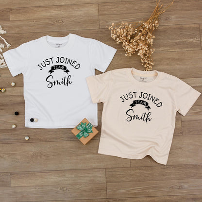 Personalized Just Joined Team Baby Boy Coming Home Outfit Last Name Newborn Bodysuit Soft Cotton Shower Gift Unique Announcement Keepsake