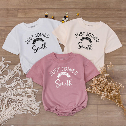 Personalized Just Joined Team Baby Boy Coming Home Outfit Last Name Newborn Bodysuit Soft Cotton Shower Gift Unique Announcement Keepsake