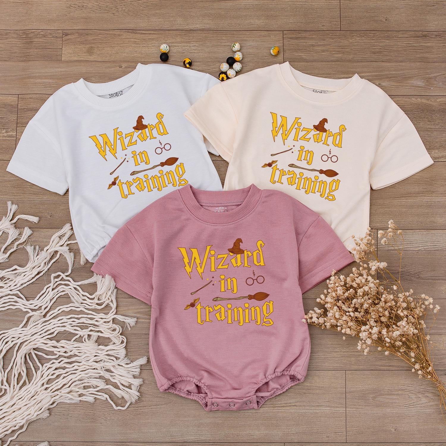 Wizard in Training Baby Romper Newborn Infant Bodysuit New Parent Gift Witchy Outfit Shower Present Soft Comfortable First Birthday Celebration Attire