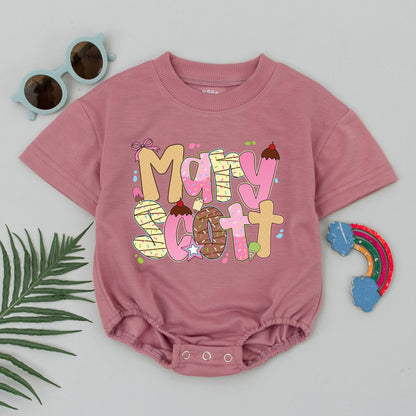 Personalized Ice Cream Summer Baby Bubble Romper Sweet Cherry Sprinkle Donut Birthday Girl Clothes Newborn Outfit Baby Shower Gift