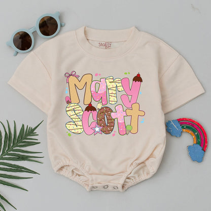 Personalized Ice Cream Summer Baby Bubble Romper Sweet Cherry Sprinkle Donut Birthday Girl Clothes Newborn Outfit Baby Shower Gift