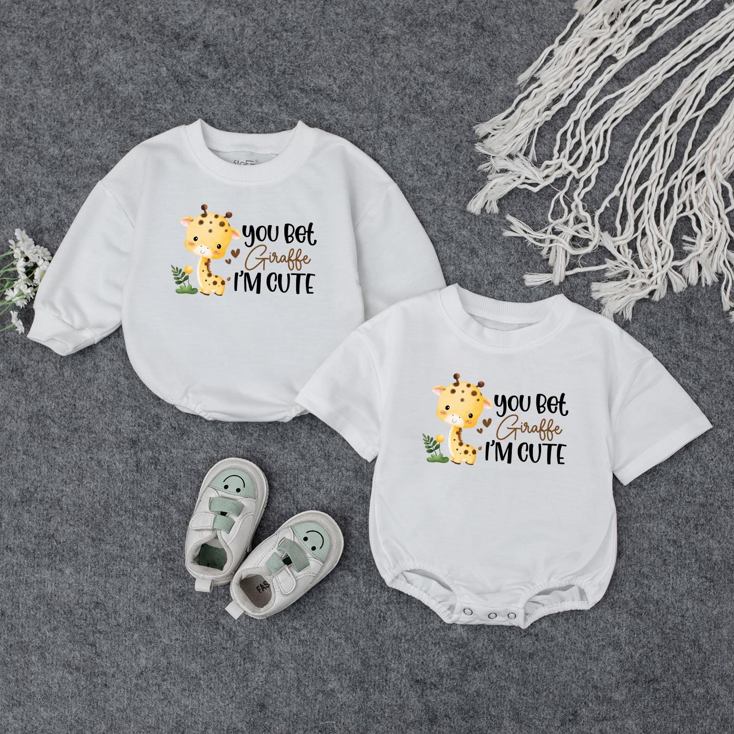 You Bet Giraffe I'm Cute Baby Romper Funny Animal Clothes Cute Baby Outfit Soft Cotton Bodysuit Baby Shower Gift for Infants