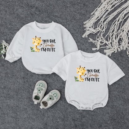 You Bet Giraffe I'm Cute Baby Romper Funny Animal Clothes Cute Baby Outfit Soft Cotton Bodysuit Baby Shower Gift for Infants