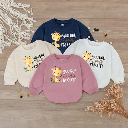 You Bet Giraffe I'm Cute Baby Romper Funny Animal Clothes Cute Baby Outfit Soft Cotton Bodysuit Baby Shower Gift for Infants