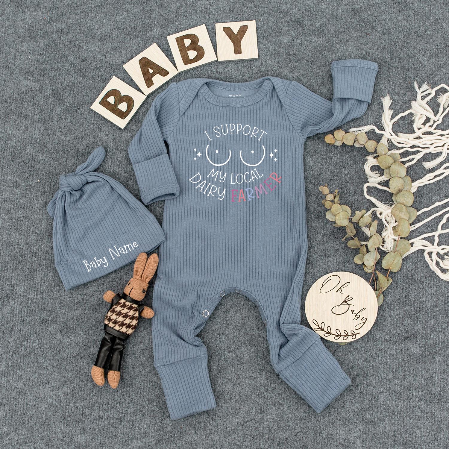 I Support My Local Dairy Farmer Baby Bodysuit Cute Cow Print Newborn Infant Clothes Perfect Baby Shower Gift Pregnancy Announcement
