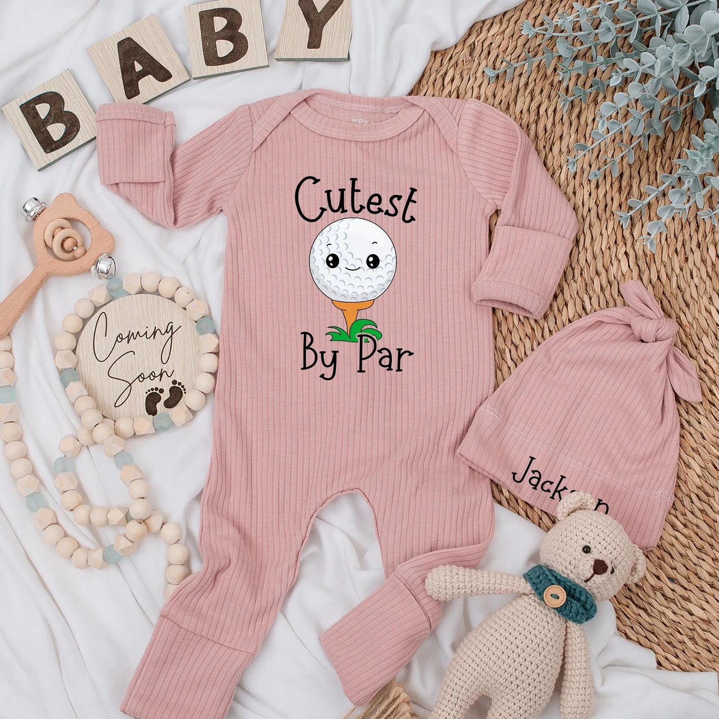 Cutest By Par Funny Golf Baby Bodysuit Personalized Name Baby Shower Gift for Golfer Parents Cute Newborn Outfit Soft Cotton