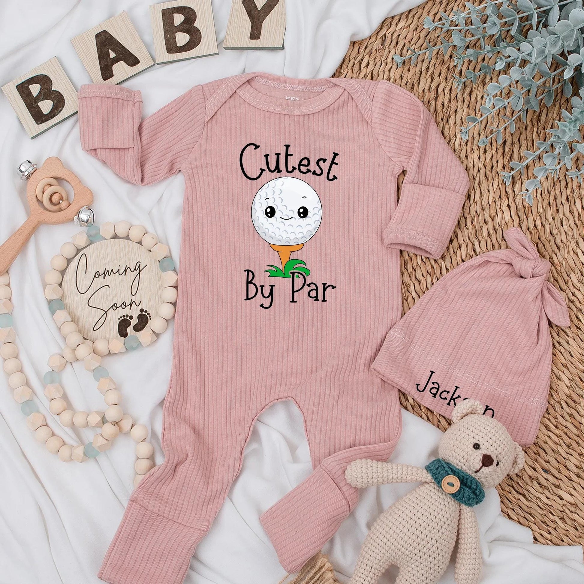 Cutest By Par Funny Golf Baby Bodysuit Personalized Name Baby Shower Gift for Golfer Parents Cute Newborn Outfit Soft Cotton