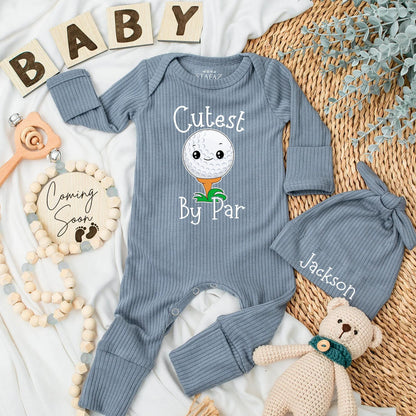 Cutest By Par Funny Golf Baby Bodysuit Personalized Name Baby Shower Gift for Golfer Parents Cute Newborn Outfit Soft Cotton