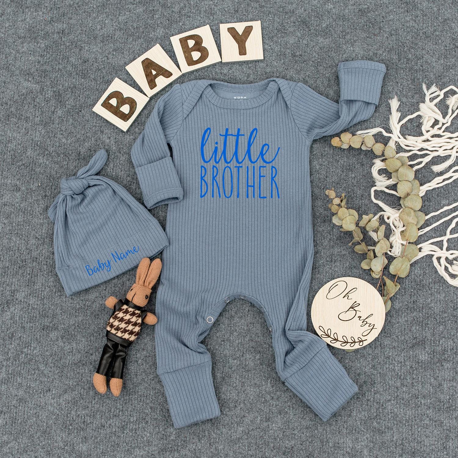 Personalized Adorable Little Brother Coming Home Outfit Soft Comfortable Baby Boy Bodysuit Jumpsuit Set Pregnancy Announcement Shower Gift Newborn Infant Apparel