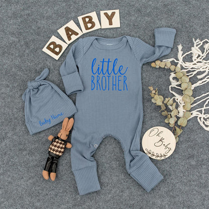 Personalized Adorable Little Brother Coming Home Outfit Soft Comfortable Baby Boy Bodysuit Jumpsuit Set Pregnancy Announcement Shower Gift Newborn Infant Apparel