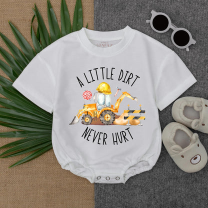 Farm Boy Tractor Bodysuit Romper Country Style "A Little Dirt Never Hurt" Baby Boy Clothes Green Tractor Outfit Infant
