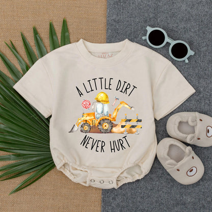 Farm Boy Tractor Bodysuit Romper Country Style "A Little Dirt Never Hurt" Baby Boy Clothes Green Tractor Outfit Infant