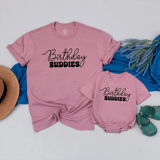 Birthday Buddies Matching Family Celebration T-Shirts for Mommy and Me Dad and Son Party Outfits Comfortable Soft Cotton Family Gift Idea