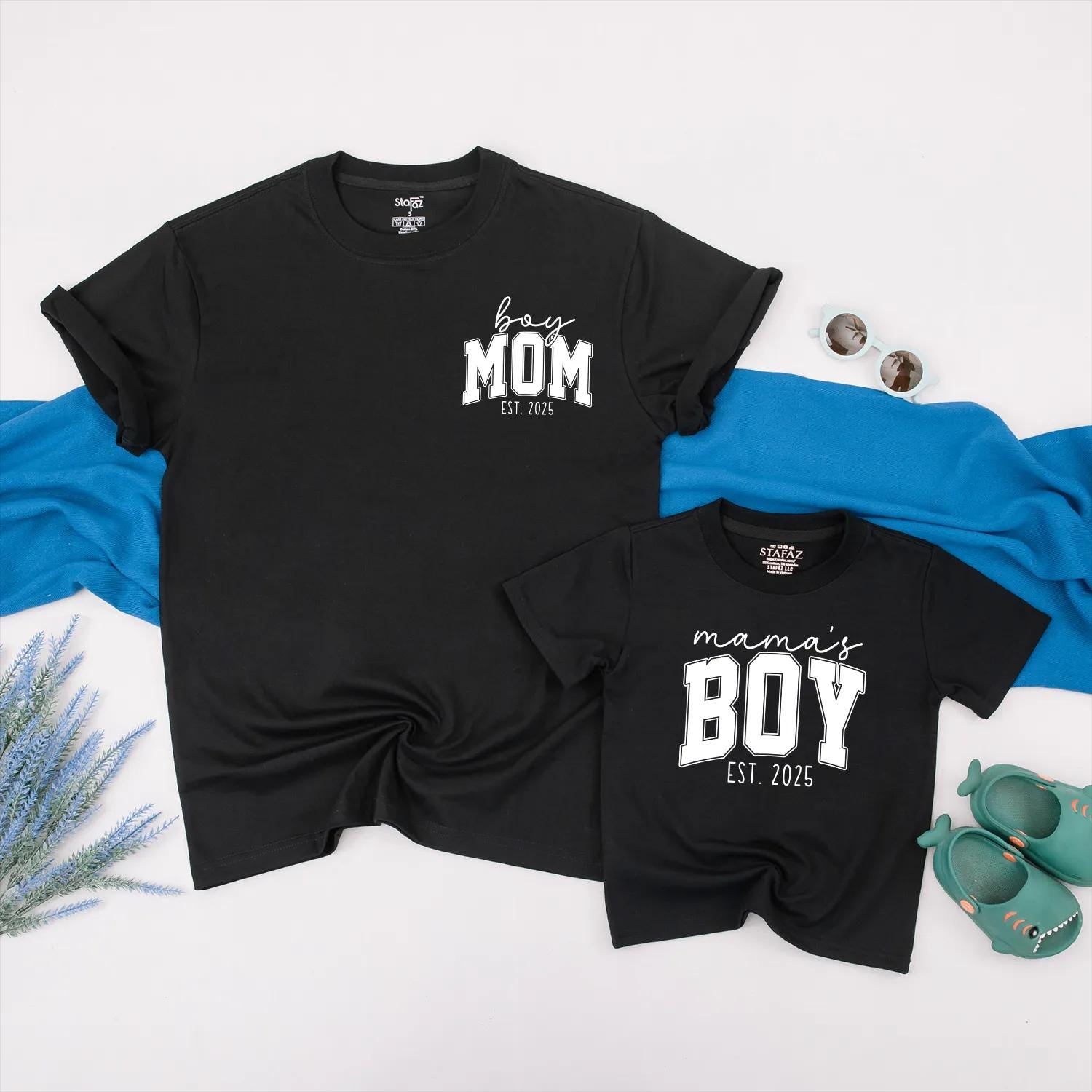 Boy Mom and Mama's Boy Matching Shirts Est. 2025 Custom Mommy and Me Outfits for Baby Boys Cute Matching Family Clothing