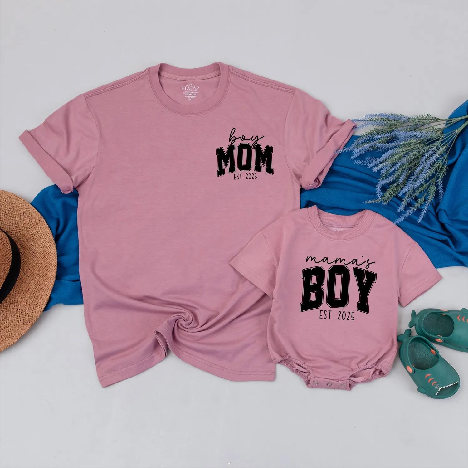 Boy Mom and Mama's Boy Matching Shirts Est. 2025 Custom Mommy and Me Outfits for Baby Boys Cute Matching Family Clothing