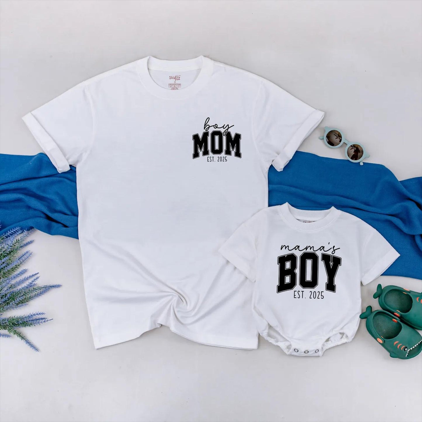 Boy Mom and Mama's Boy Matching Shirts Est. 2025 Custom Mommy and Me Outfits for Baby Boys Cute Matching Family Clothing