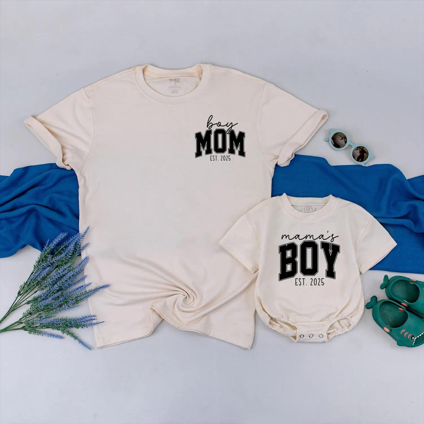 Boy Mom and Mama's Boy Matching Shirts Est. 2025 Custom Mommy and Me Outfits for Baby Boys Cute Matching Family Clothing