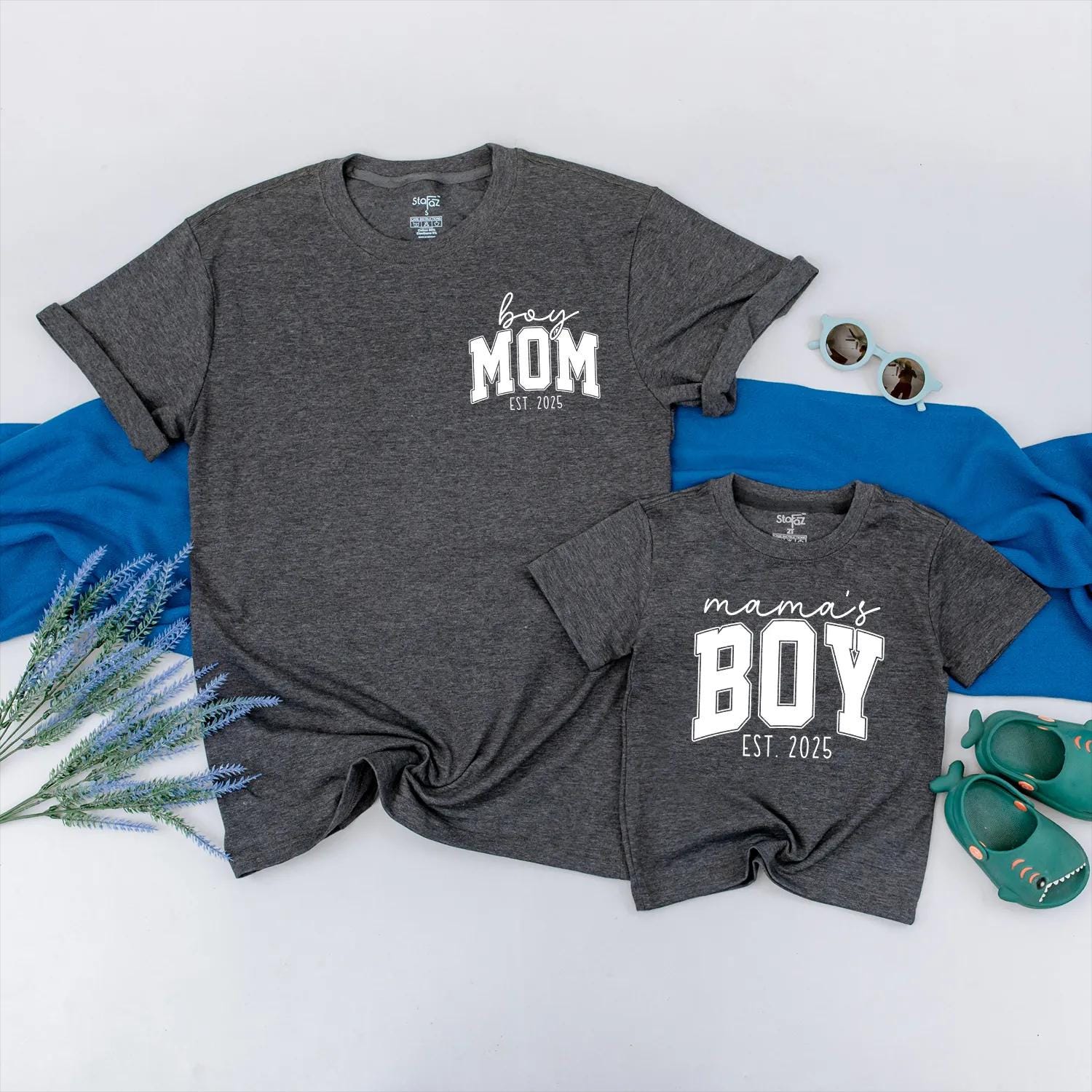 Boy Mom and Mama's Boy Matching Shirts Est. 2025 Custom Mommy and Me Outfits for Baby Boys Cute Matching Family Clothing