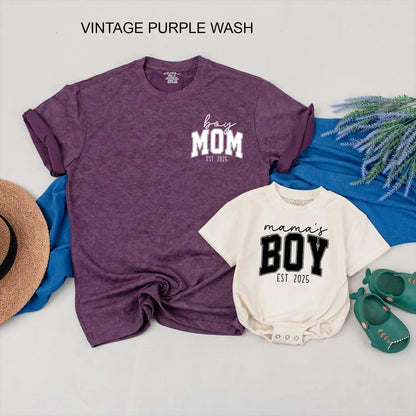 Boy Mom and Mama's Boy Matching Shirts Est. 2025 Custom Mommy and Me Outfits for Baby Boys Cute Matching Family Clothing