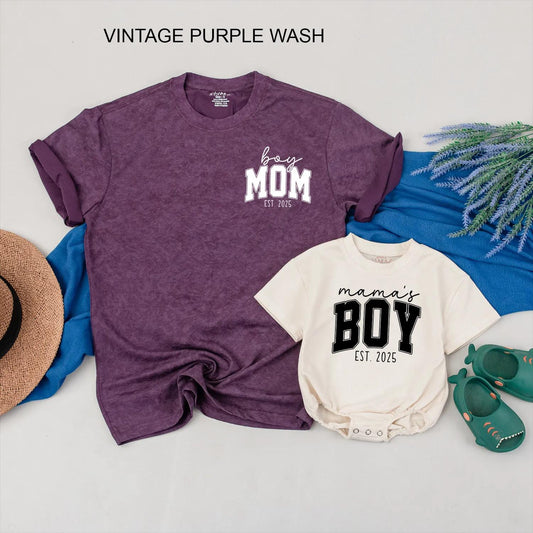 Boy Mom and Mama's Boy Matching Shirts Est. 2025 Custom Mommy and Me Outfits for Baby Boys Cute Matching Family Clothing