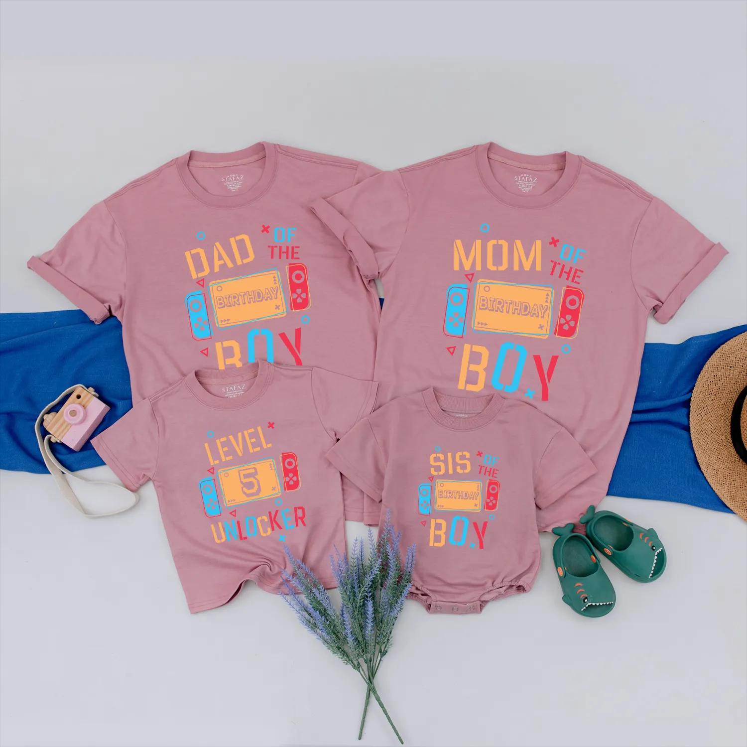 Custom Level Up Gamer Family Matching Birthday Tees for Boy Video Game Party Outfits Youth and Adult Shirts Celebration Gift