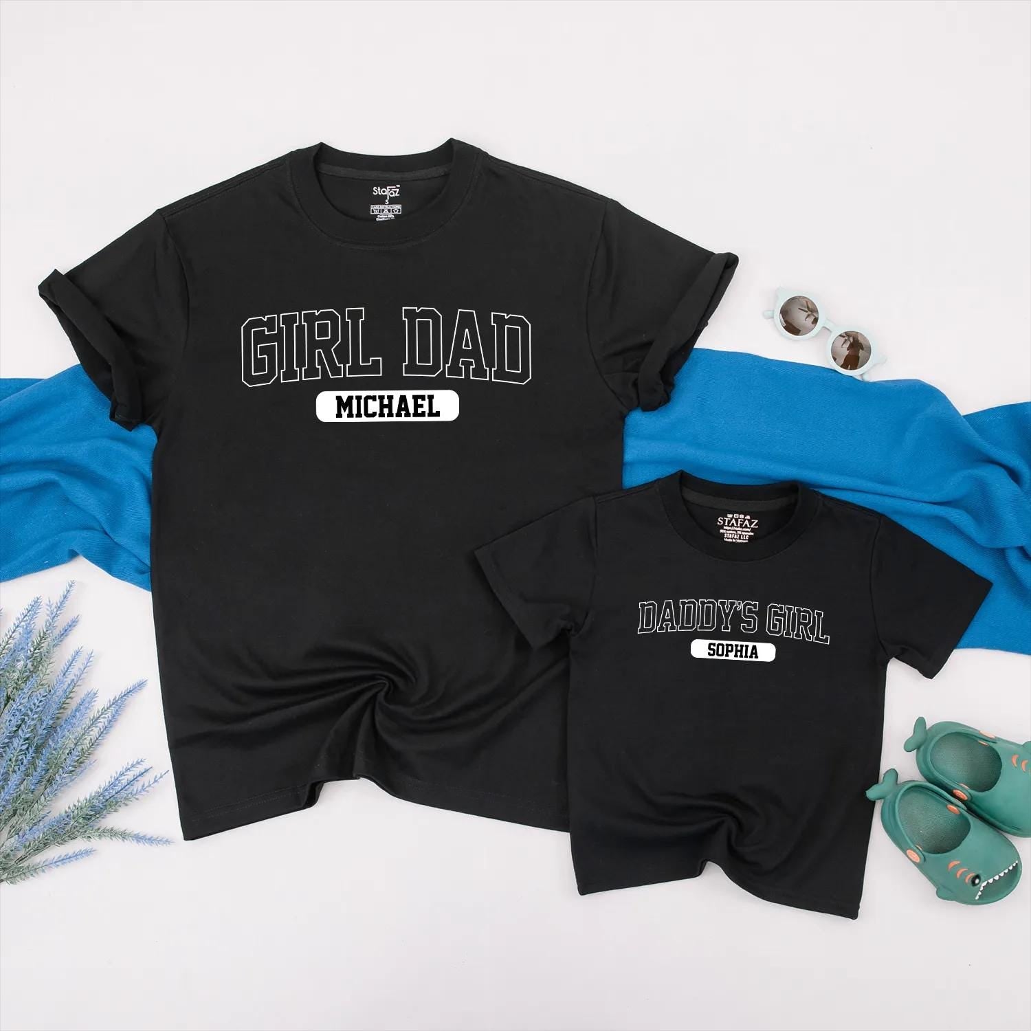 Personalized Daddy's Girl and Girl Dad Matching Outfits Father Daughter Set with Custom Names Modern Block Lettering Comfortable Baby Clothes New Dad Gift