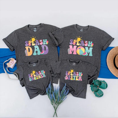 Splash into ONE Birthday Matching Family Shirts Custom Summer Pool Party Outfit Personalized Tropical Vacation Clothes Baby Girl Gift