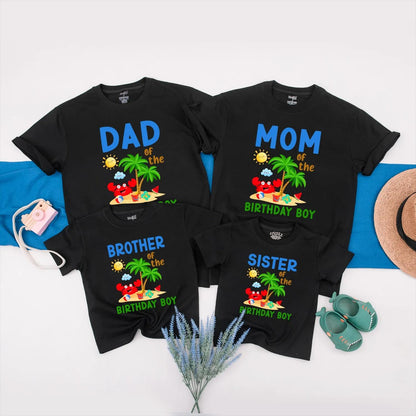 Beach Birthday Family Matching Shirts Crab and Beach Ball Summer Party Outfits Custom Gift for 1st Birthday Boy