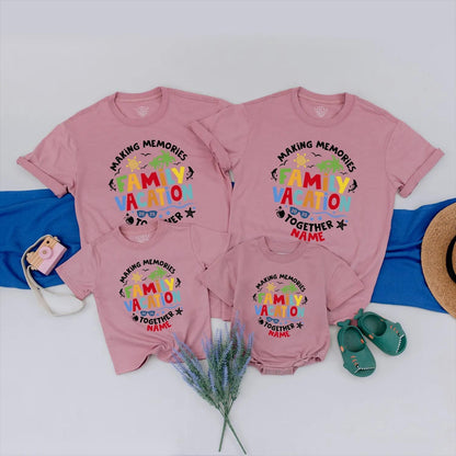 Matching Family Vacation 2025 Shirts, Personalized Beach Trip Outfits for Summer Holiday Memories, Custom Names Cotton Comfortable Set