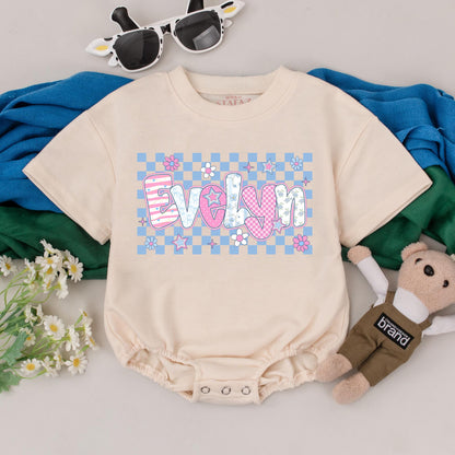 Personalized Floral Baby Girl Romper with Custom Name, First Birthday Outfit, Baby Shower Gift, Custom Bodysuit